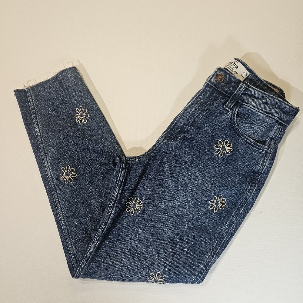 Hollister Womens Jeans 25x27 Embroidered High Rise Mom jeans Vintage Stretch Y2K